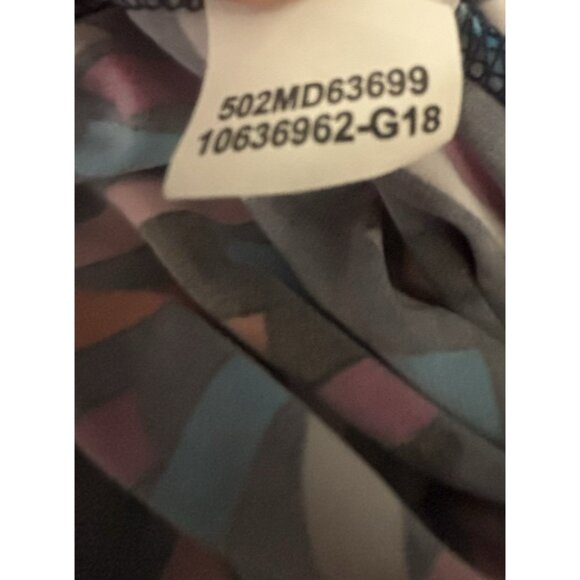 Anne Klein 16 Faux Wrap Dress Long Sleeve Multi-Color Work Wear 80's Vibes Party - Picture 5 of 8